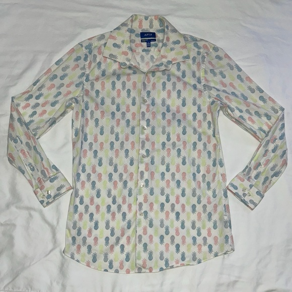 APT.9 Premier Flex Men’s Pineapple Print Button Shirt M - Picture 3 of 14